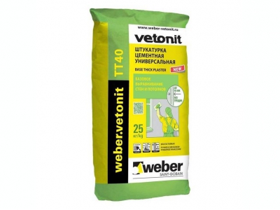 Weber.vetonit TT40 (25 кг) - Штукатурка влагостойкая универсальная