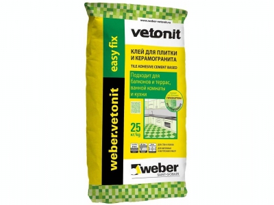 Weber.vetonit easy fix (25 кг) - Клей для плитки и керамогранита