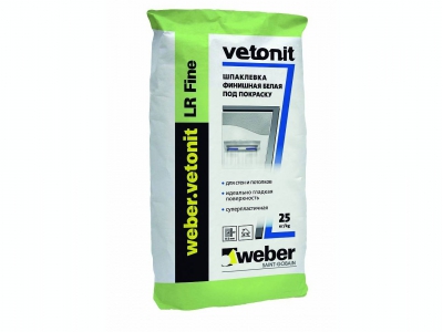 Weber.vetonit LR Fine (25 кг) - Шпаклевка суперфинишная белая полимерная